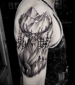 Фото тату горы на плече 23.07.2019 №032 - mountain tattoo on the shoulder - tattoo-photo.ru