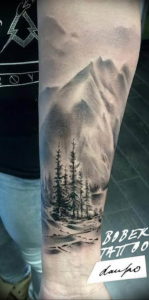 Фото тату горы на предплечье 23.07.2019 №031 - forearm mountain tattoo - tattoo-photo.ru