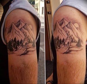 Фото тату горы на предплечье 23.07.2019 №041 - forearm mountain tattoo - tattoo-photo.ru