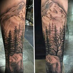 Фото тату горы на предплечье 23.07.2019 №064 - forearm mountain tattoo - tattoo-photo.ru