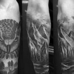Фото тату горы на предплечье 23.07.2019 №077 - forearm mountain tattoo - tattoo-photo.ru