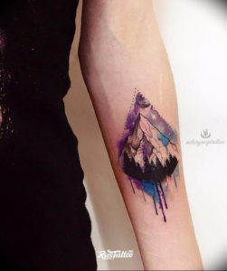 Фото тату горы на руке 23.07.2019 №017 - mountain tattoo on hand - tattoo-photo.ru