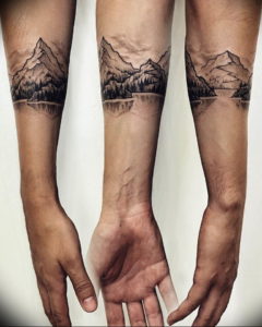 Фото тату горы на руке 23.07.2019 №027 - mountain tattoo on hand - tattoo-photo.ru