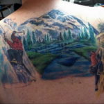 Фото тату горы на спине 23.07.2019 №004 - mountain tattoo on the back - tattoo-photo.ru