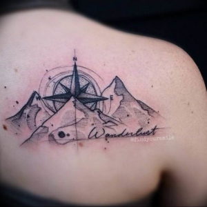 Фото тату горы на спине 23.07.2019 №009 - mountain tattoo on the back - tattoo-photo.ru