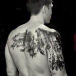 Фото тату горы на спине 23.07.2019 №022 - mountain tattoo on the back - tattoo-photo.ru