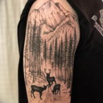 Фото тату лес и горы 23.07.2019 №014 - mountain forest tattoo - tattoo-photo.ru