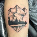Фото тату лес и горы 23.07.2019 №018 - mountain forest tattoo - tattoo-photo.ru