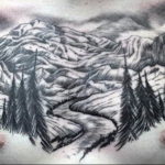 Фото тату лес и горы 23.07.2019 №019 - mountain forest tattoo - tattoo-photo.ru