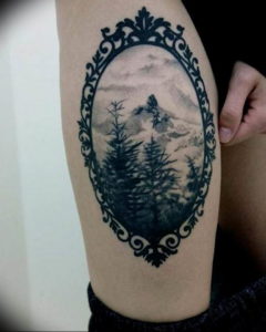 Фото тату лес и горы 23.07.2019 №020 - mountain forest tattoo - tattoo-photo.ru