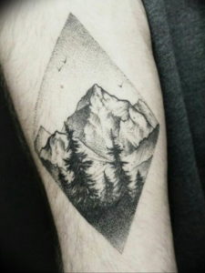 Фото тату лес и горы 23.07.2019 №023 - mountain forest tattoo - tattoo-photo.ru
