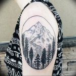 Фото тату лес и горы 23.07.2019 №040 - mountain forest tattoo - tattoo-photo.ru