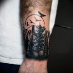 Фото тату лес и горы 23.07.2019 №041 - mountain forest tattoo - tattoo-photo.ru