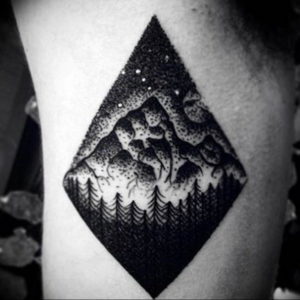 Фото тату лес и горы 23.07.2019 №042 - mountain forest tattoo - tattoo-photo.ru