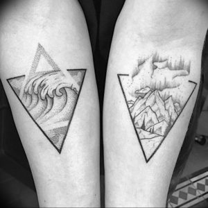 Фото тату море и горы 23.07.2019 №006 - mountain sea tattoo - tattoo-photo.ru