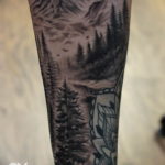 Фото тату рукав горы 23.07.2019 №007 - mountain sleeve tattoo - tattoo-photo.ru