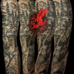 Фото тату рукав горы 23.07.2019 №017 - mountain sleeve tattoo - tattoo-photo.ru