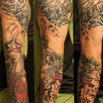 Фото тату рукав горы 23.07.2019 №019 - mountain sleeve tattoo - tattoo-photo.ru