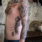 Фото тату рукав горы 23.07.2019 №033 - mountain sleeve tattoo - tattoo-photo.ru