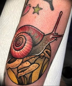 Фото тату улитка 28.07.2019 №068 - snail tattoo - tattoo-photo.ru