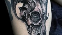 Фото тату череп козла 28.07.2019 №004 - goat skull tattoo - tattoo-photo.ru