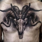 Фото тату череп козла 28.07.2019 №005 - goat skull tattoo - tattoo-photo.ru