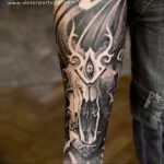 Фото тату череп козла 28.07.2019 №018 - goat skull tattoo - tattoo-photo.ru