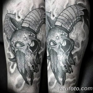 Фото тату череп козла 28.07.2019 №027 - goat skull tattoo - tattoo-photo.ru