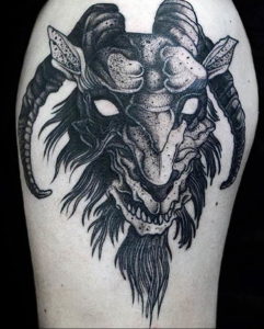 Фото тату череп козла 28.07.2019 №060 - goat skull tattoo - tattoo-photo.ru