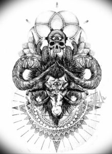Фото тату череп козла 28.07.2019 №068 - goat skull tattoo - tattoo-photo.ru