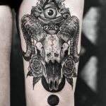 Фото тату череп козла 28.07.2019 №083 - goat skull tattoo - tattoo-photo.ru
