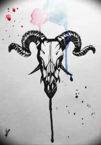 Фото тату череп козла 28.07.2019 №086 - goat skull tattoo - tattoo-photo.ru