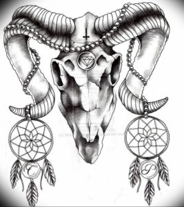 Фото тату череп козла 28.07.2019 №104 - goat skull tattoo - tattoo-photo.ru
