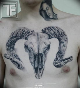 Фото тату череп козла 28.07.2019 №133 - goat skull tattoo - tattoo-photo.ru