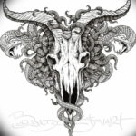 Фото тату череп козла 28.07.2019 №141 - goat skull tattoo - tattoo-photo.ru