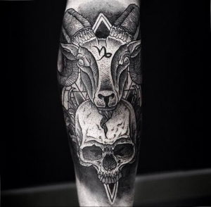 Фото тату череп козла 28.07.2019 №178 - goat skull tattoo - tattoo-photo.ru
