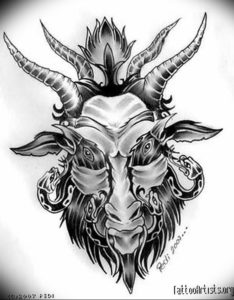 Фото тату череп козла 28.07.2019 №185 - goat skull tattoo - tattoo-photo.ru