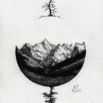 Фото эскиз тату горы 23.07.2019 №003 - sketch of a mountain tattoo - tattoo-photo.ru