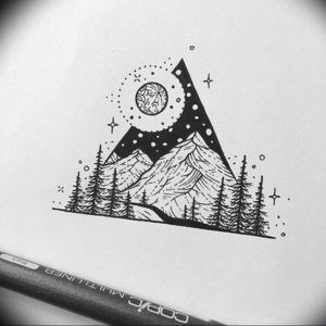 Фото эскиз тату горы 23.07.2019 №006 - sketch of a mountain tattoo - tattoo-photo.ru