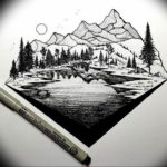 Фото эскиз тату горы 23.07.2019 №008 - sketch of a mountain tattoo - tattoo-photo.ru