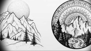 Фото эскиз тату горы 23.07.2019 №010 - sketch of a mountain tattoo - tattoo-photo.ru