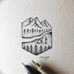Фото эскиз тату горы 23.07.2019 №025 - sketch of a mountain tattoo - tattoo-photo.ru