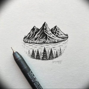 Фото эскиз тату горы 23.07.2019 №063 - sketch of a mountain tattoo - tattoo-photo.ru