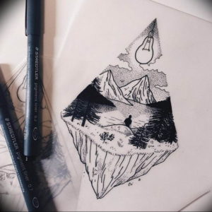 Фото эскиз тату горы 23.07.2019 №067 - sketch of a mountain tattoo - tattoo-photo.ru