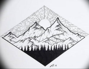 Фото эскиз тату горы 23.07.2019 №074 - sketch of a mountain tattoo - tattoo-photo.ru