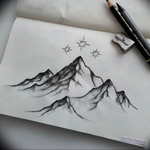 Фото эскиз тату горы 23.07.2019 №086 - sketch of a mountain tattoo - tattoo-photo.ru