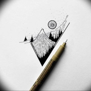 Фото эскиз тату горы 23.07.2019 №087 - sketch of a mountain tattoo - tattoo-photo.ru