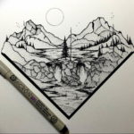 Фото эскиз тату горы 23.07.2019 №094 - sketch of a mountain tattoo - tattoo-photo.ru