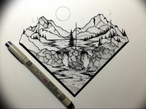 Фото эскиз тату горы 23.07.2019 №094 - sketch of a mountain tattoo - tattoo-photo.ru