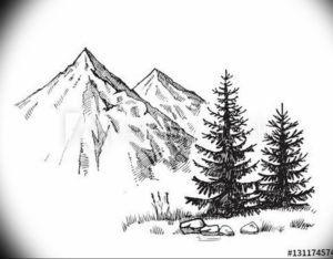 Фото эскиз тату горы 23.07.2019 №099 - sketch of a mountain tattoo - tattoo-photo.ru